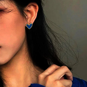 DAIIIBABYYY  -  French New Minimalist Cute Heart Earrings Women's Enamel Stud Earrings Pink Blue Shell Earrings Fashion Jewelry Gift Accessories